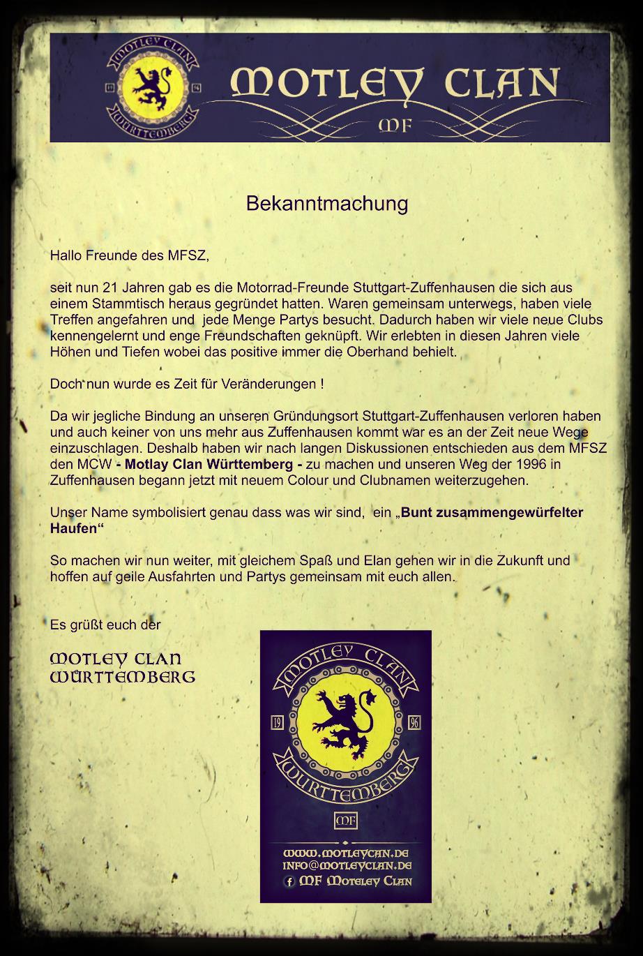 Aus dem MF Stuttgart-Zuffenhausen wird der MF Motley Clan Württemberg